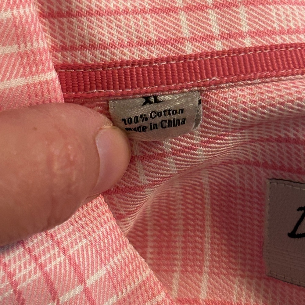 David Donahue Men Size XL Pink Tartan Plaid 100% Cotton Long Sleeve Dress Shirt - Picture 4 of 7